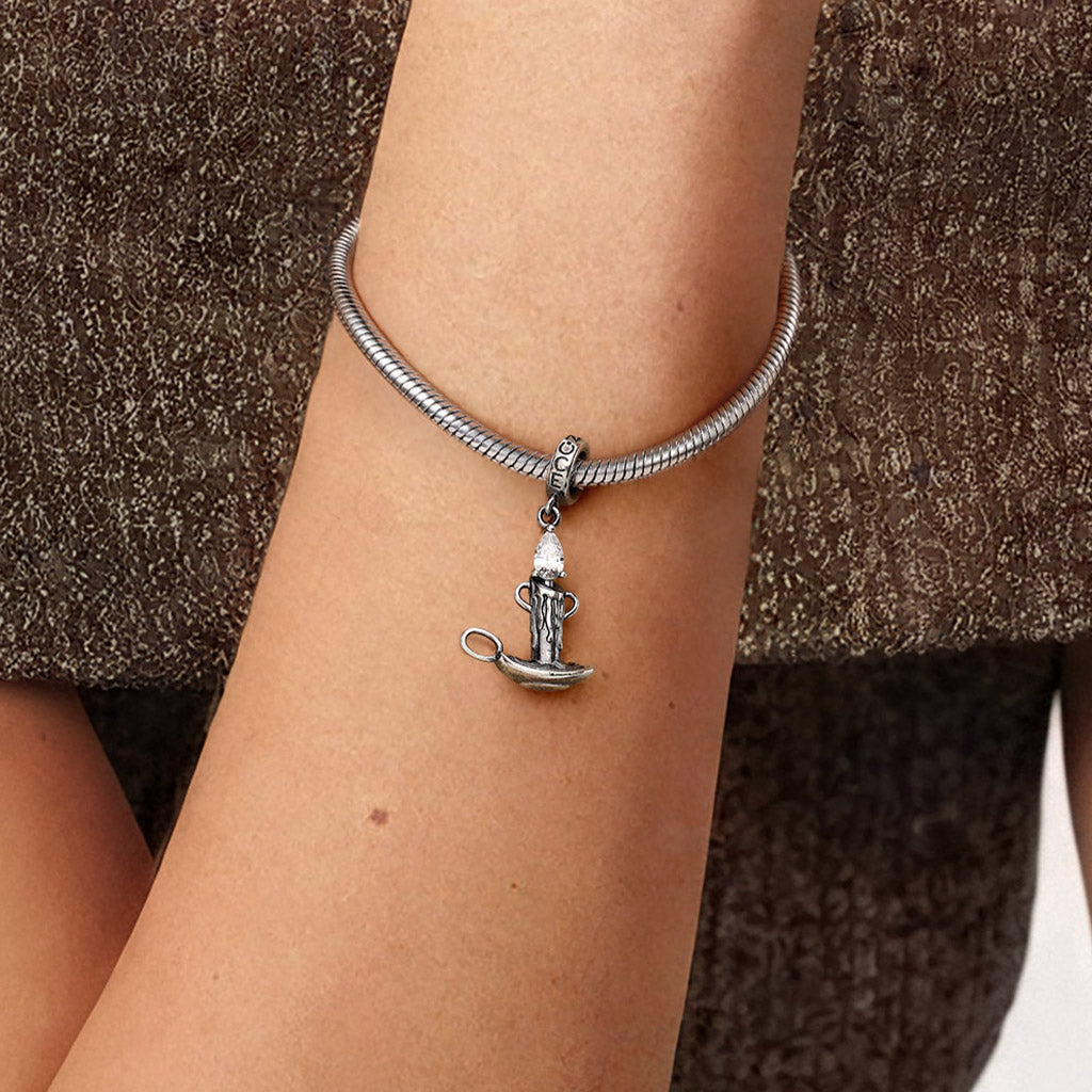 Gnoce  Candle Birthstone Charm Platinum-plated Silver Blend