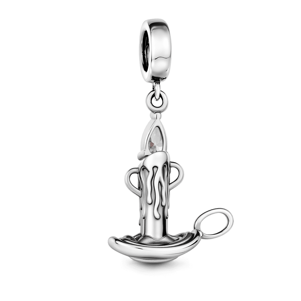 Gnoce  Candle Birthstone Charm Platinum-plated Silver Blend