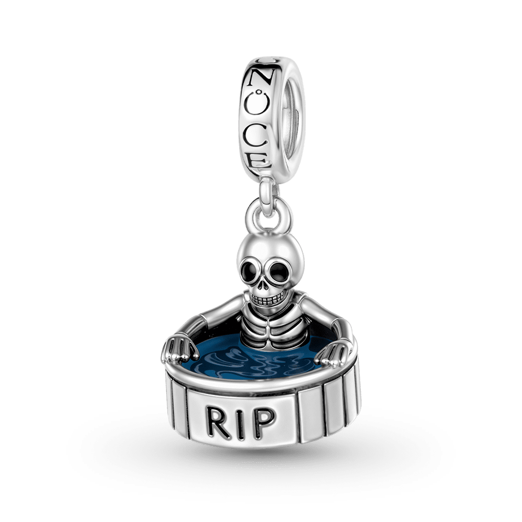 Gnoce  Skeleton In A Bath Charm Platinum-plated Silver Blend