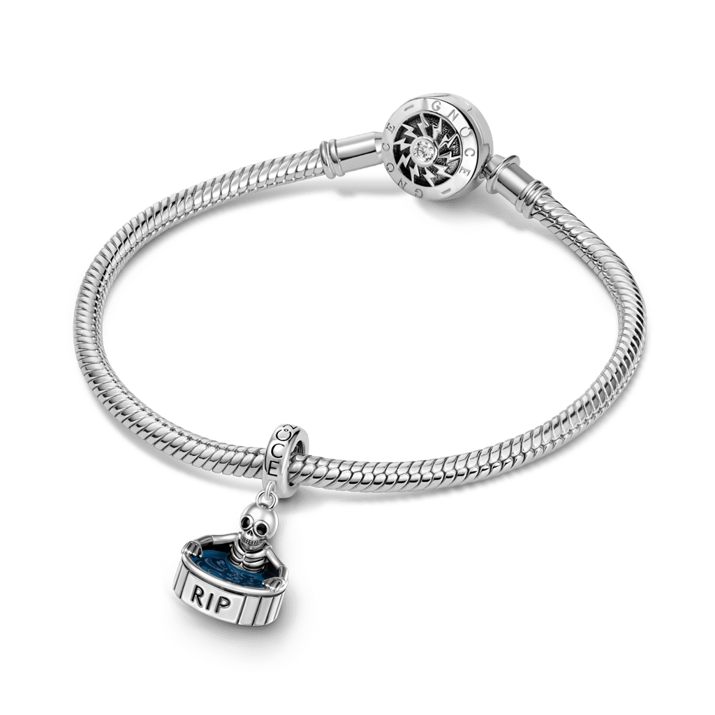 Gnoce  Skeleton In A Bath Charm Platinum-plated Silver Blend