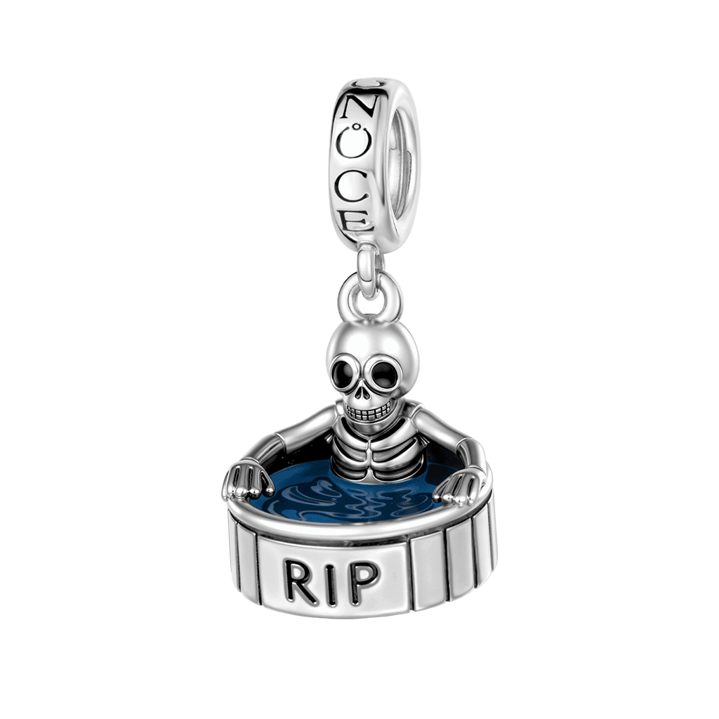Gnoce  Skeleton In A Bath Charm Platinum-plated Silver Blend