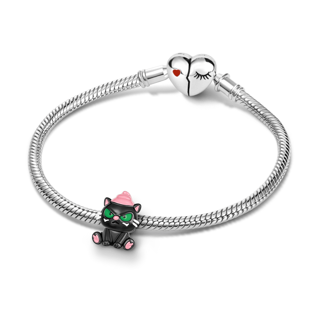 Gnoce  Black Cat Charm Platinum-plated Silver Blend