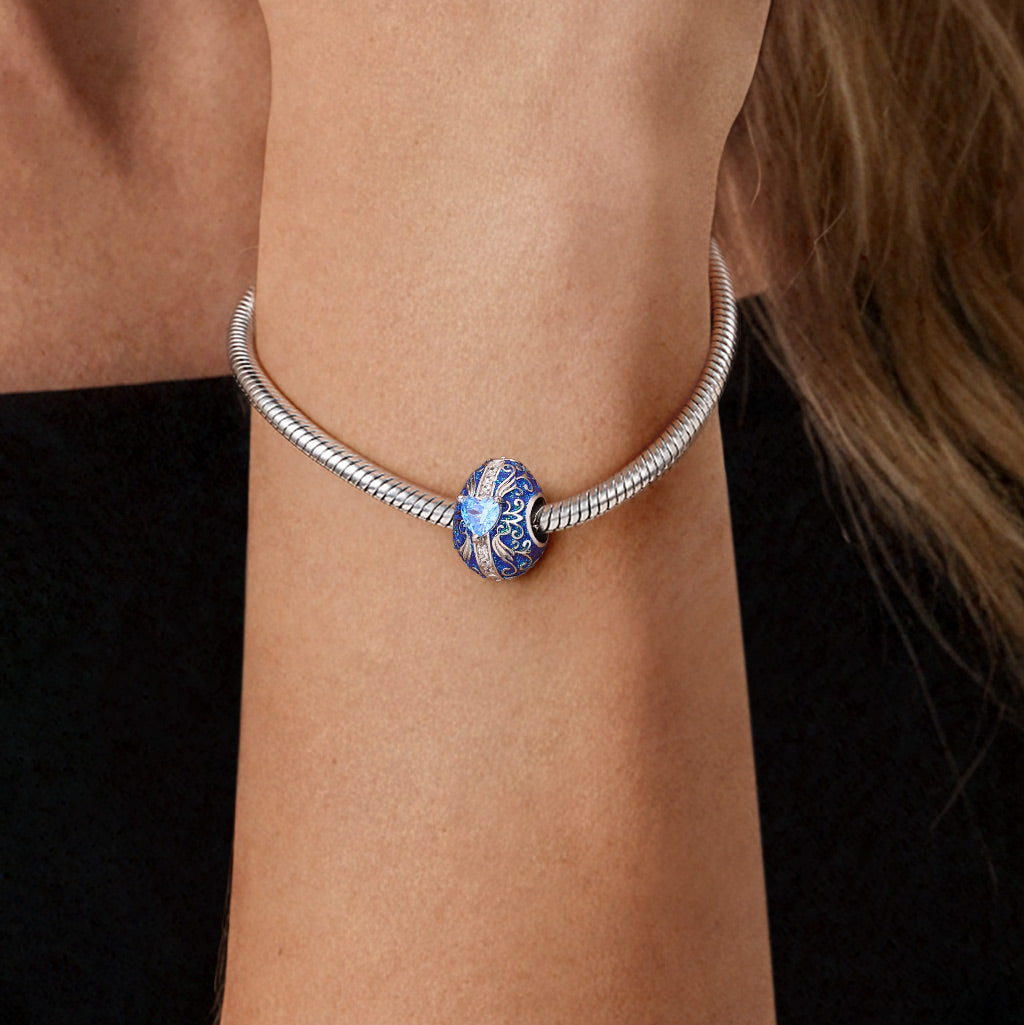 Gnoce  Easter Egg Charm Platinum-plated Silver Blend