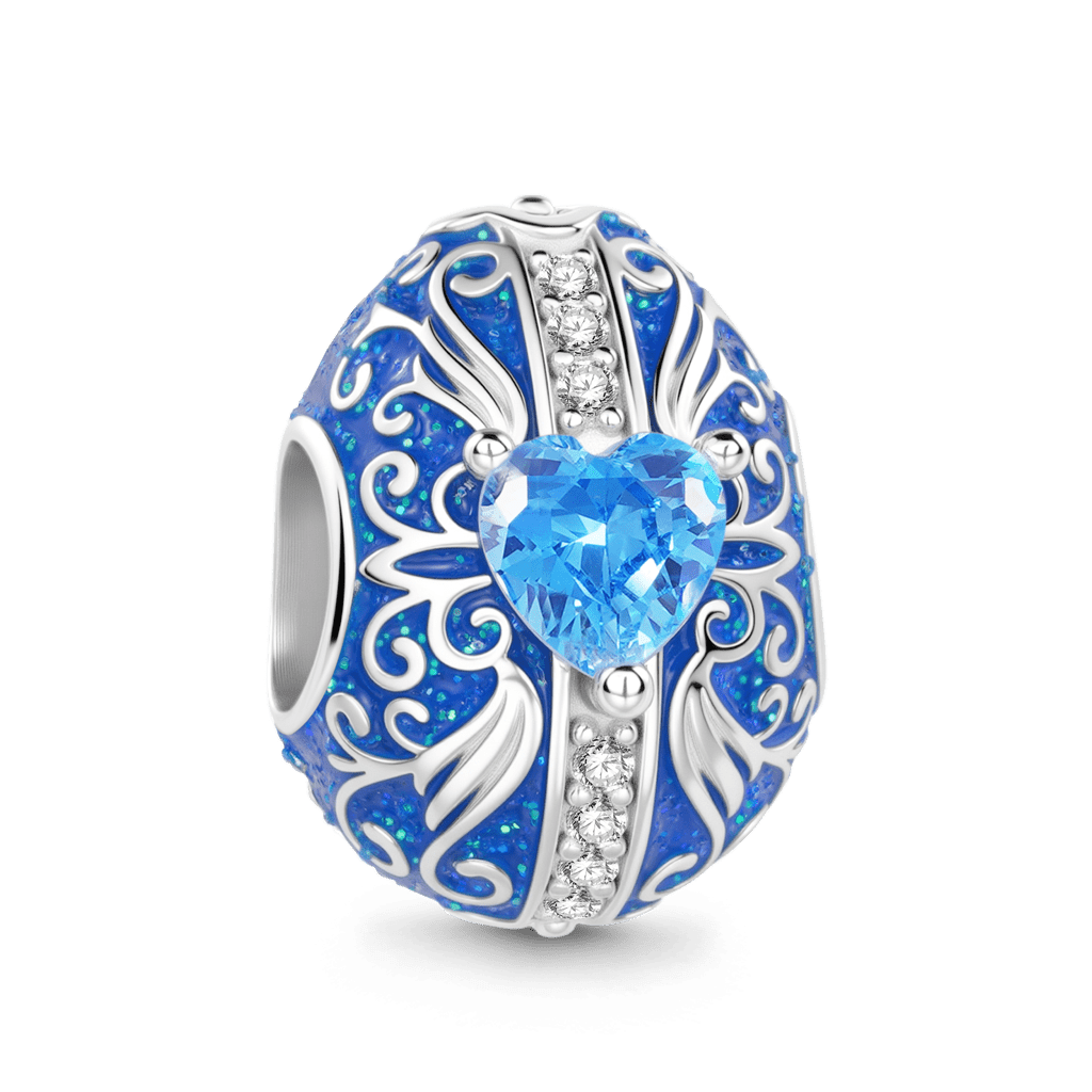 Gnoce  Easter Egg Charm Platinum-plated Silver Blend
