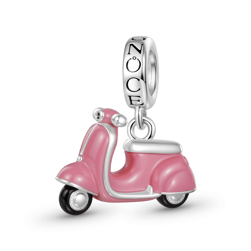 Gnoce  Pink Motorcycle Charm Platinum-plated Silver Blend