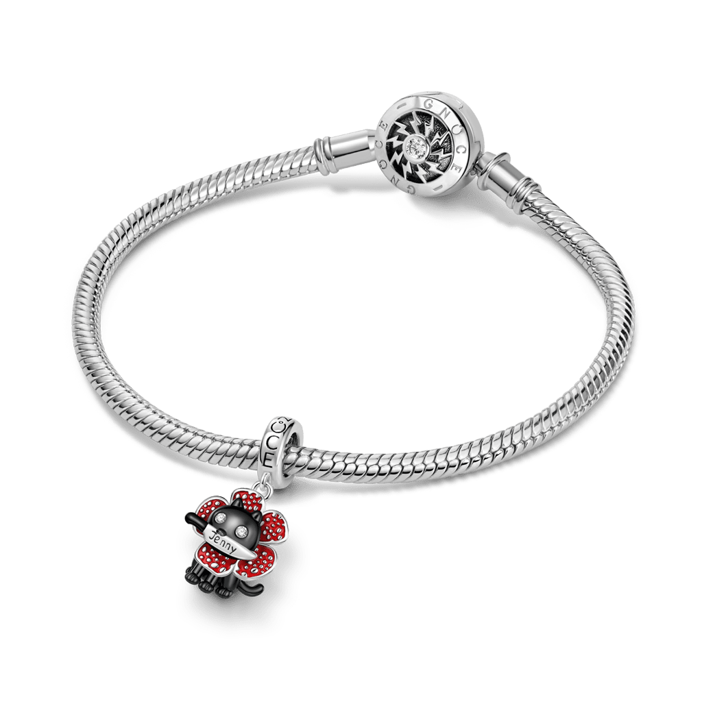 Gnoce  Cannibal Flower Black Cat Charm Platinum-plated Silver Blend