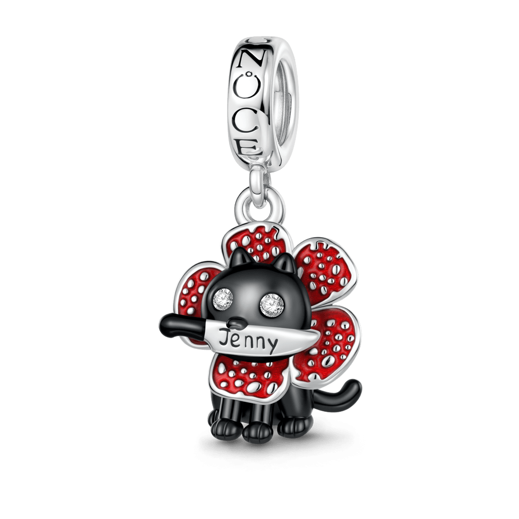Gnoce  Cannibal Flower Black Cat Charm Platinum-plated Silver Blend