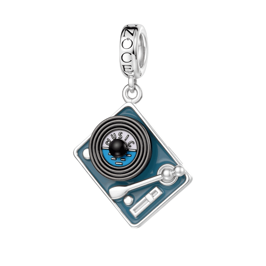 Gnoce  Rotatable Vinyl Records Engravable Charm Platinum-plated Silver Blend