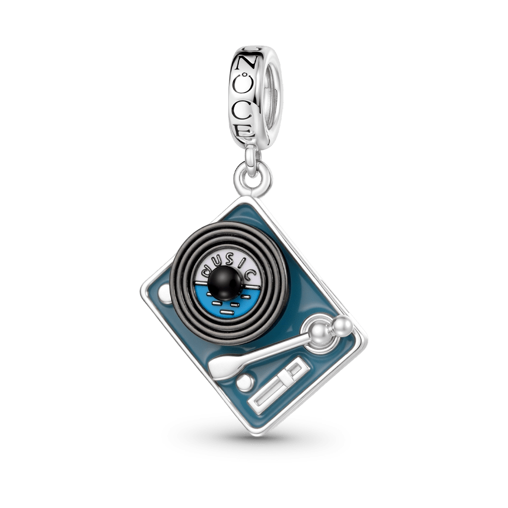 Gnoce  Rotatable Vinyl Records Engravable Charm Platinum-plated Silver Blend