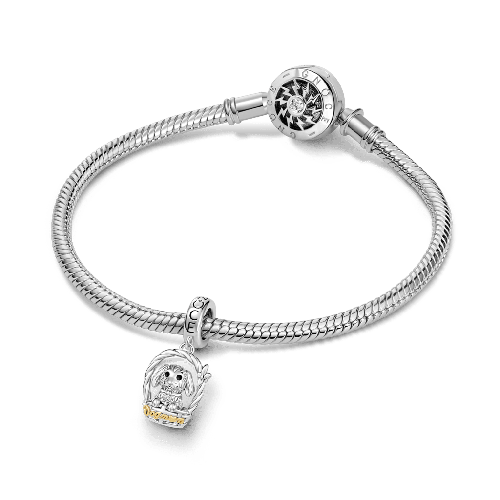 Gnoce  Dog Mother Charm Platinum-plated Silver Blend