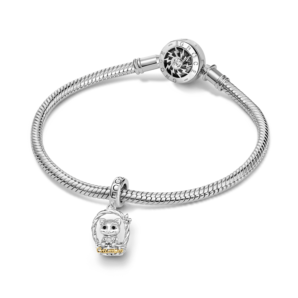 Gnoce  Cat Mother Charm Platinum-plated Silver Blend