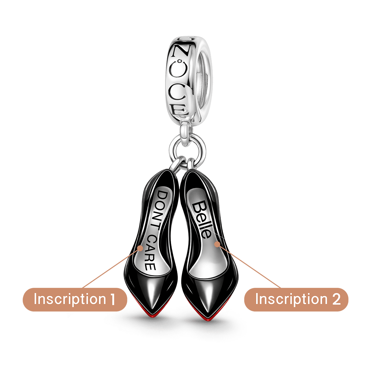 Gnoce  Devil's High Heels Charm Platinum-plated Silver Blend