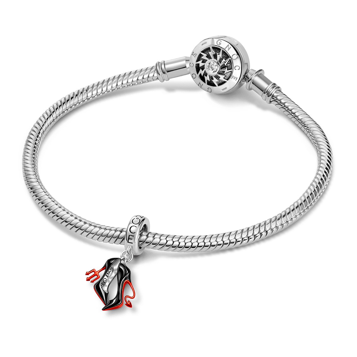 Gnoce  Devil's High Heels Charm Platinum-plated Silver Blend