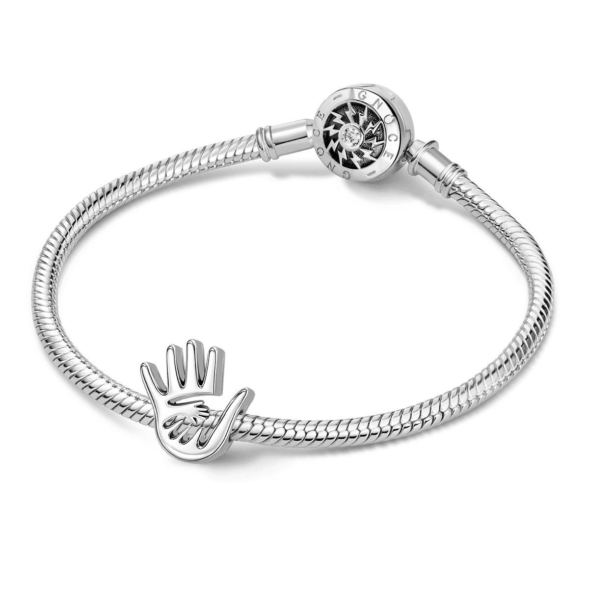 Gnoce  Hand In Hand Charm Platinum-plated Silver Blend