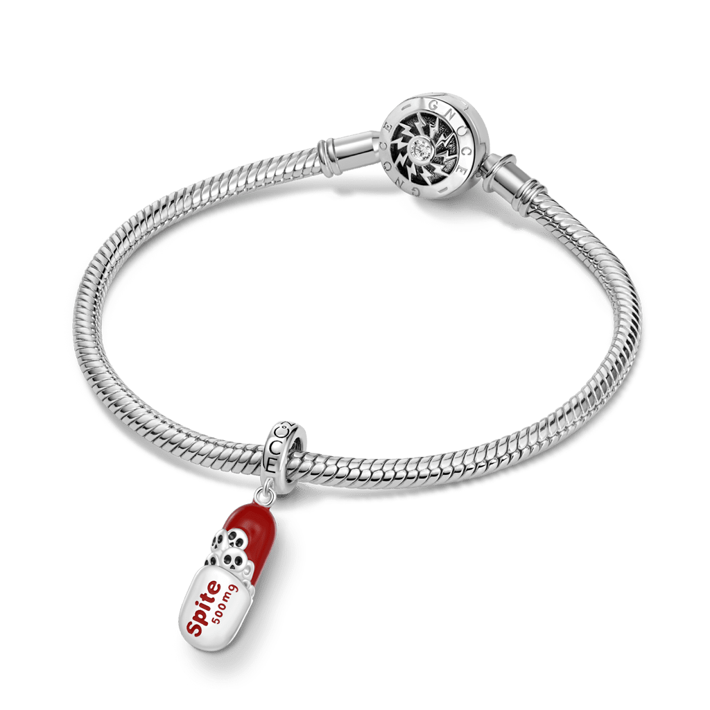 Gnoce  Resentment Pill Engravable Charm Platinum-plated Silver Blend