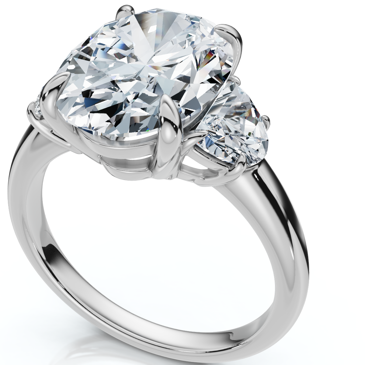 Certified Joanna 4 3/4Ct Oval & Half Moon Diamond Engagement 14k Gold Lab Grown
