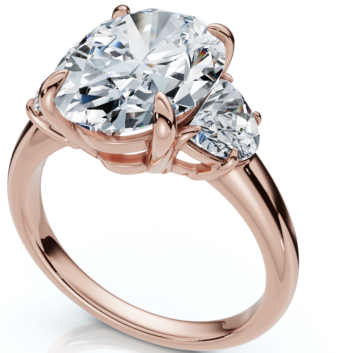 Certified Joanna 4 3/4Ct Oval & Half Moon Diamond Engagement 14k Gold Lab Grown