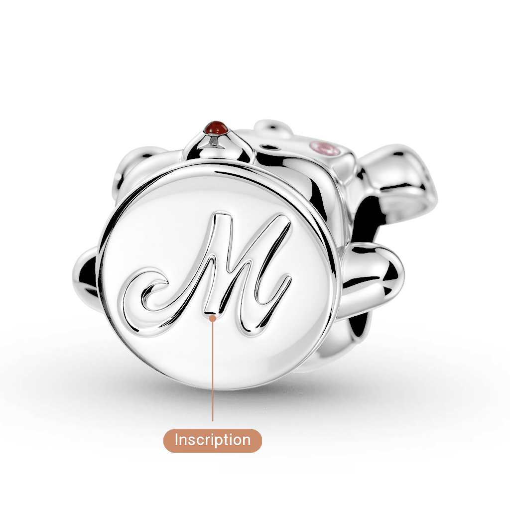 Gnoce  Wax Seal Bear Engravable Charm Platinum-plated Silver Blend
