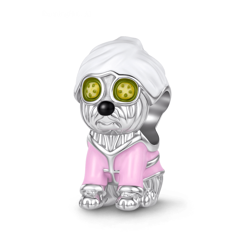 Gnoce  Dog Wearing A Headscarf Charm Platinum-plated Silver Blend