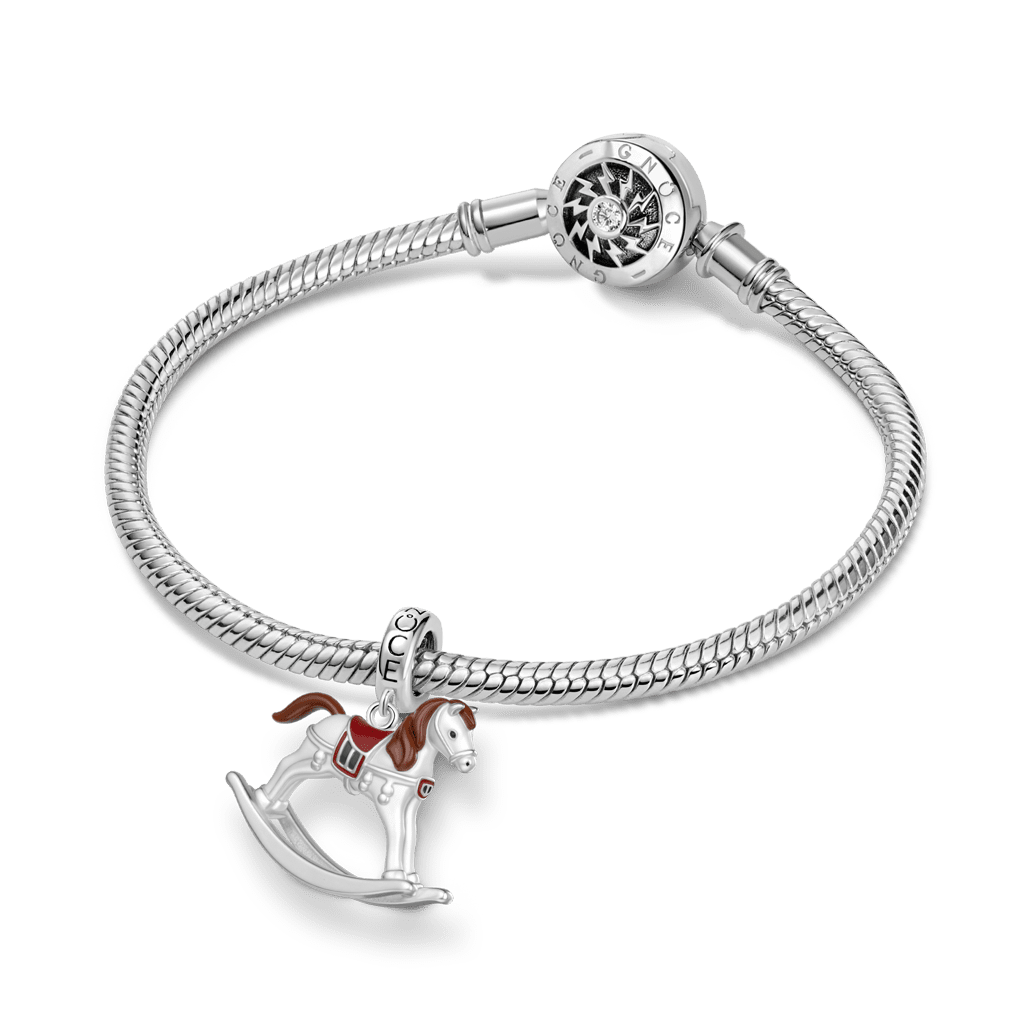Gnoce  Rocking Horse Charm Platinum-plated Silver Blend