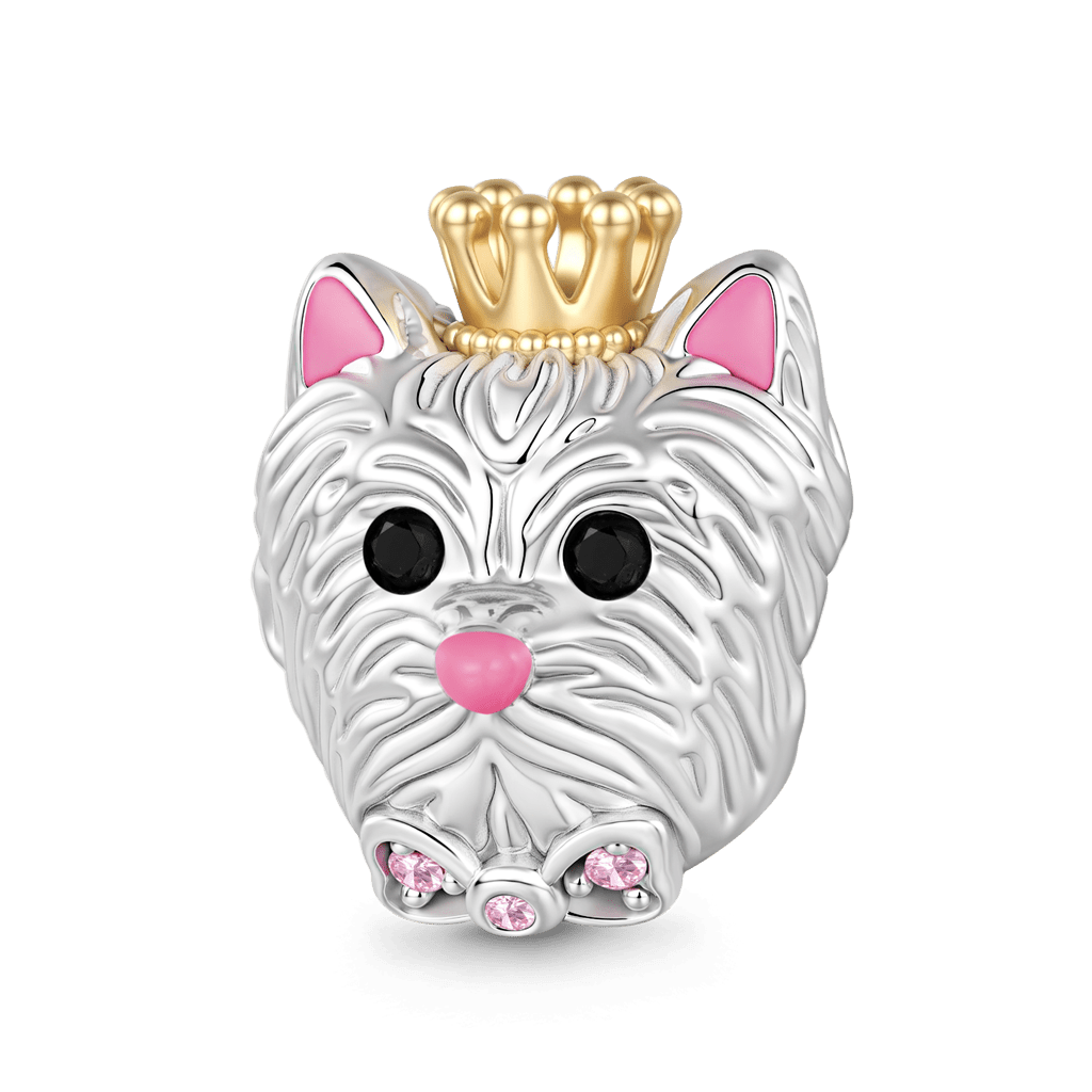 Gnoce  Dog Head Engravable Charm Platinum-plated Silver Blend