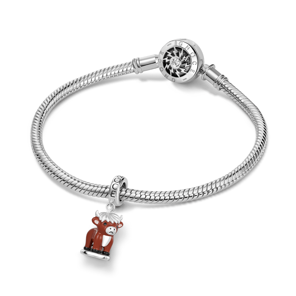 Gnoce  Highland Cow Wax Seal Engravable Charm Platinum-plated Silver Blend