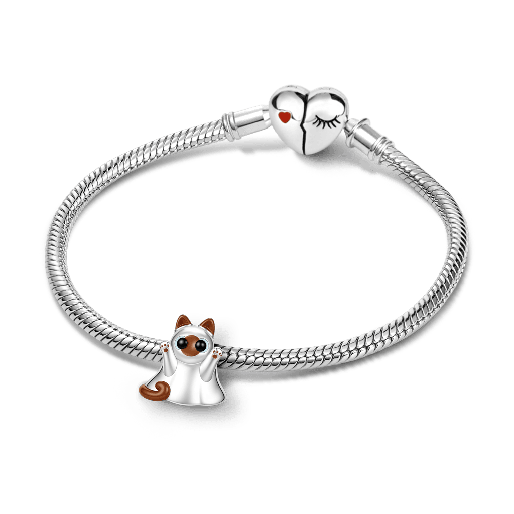 Gnoce  Ghost Cat Charm Platinum-plated Silver Blend