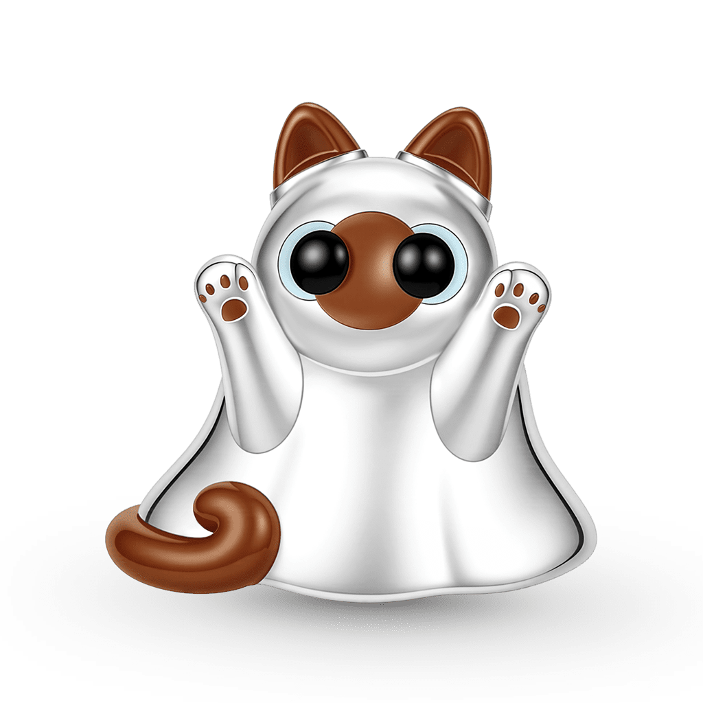 Gnoce  Ghost Cat Charm Platinum-plated Silver Blend