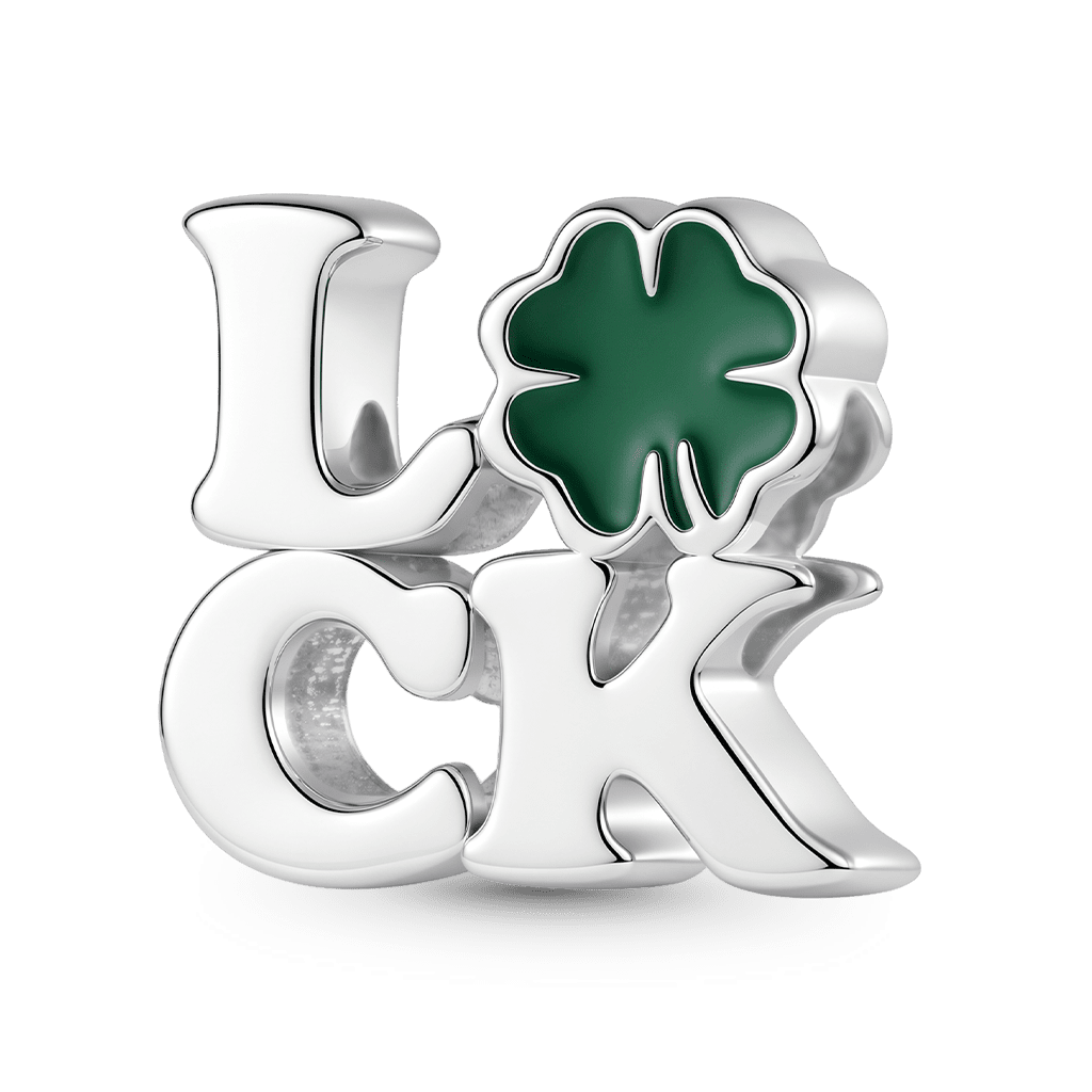 Gnoce  Luck Four-leaf Clover Charm Platinum-plated Silver Blend