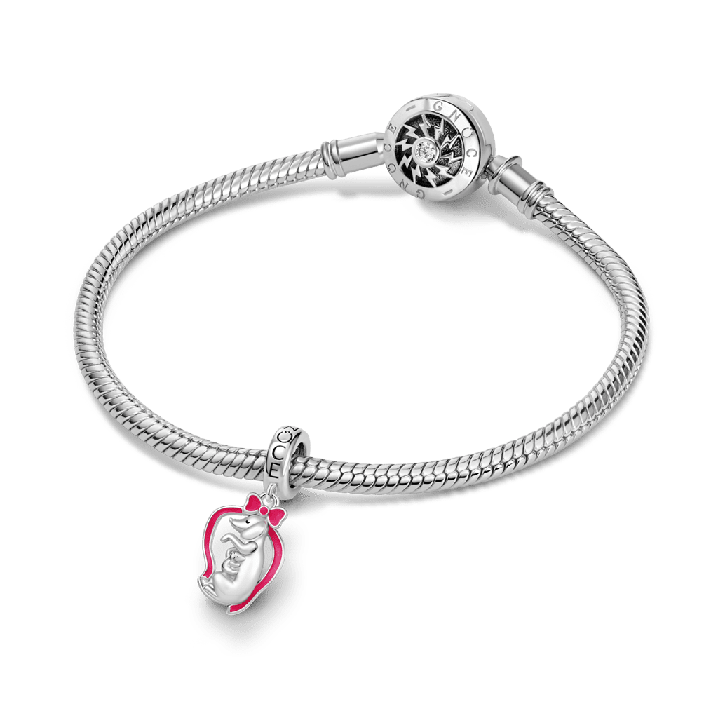 Gnoce  Mother Dog & Puppy Charm Platinum-plated Silver Blend