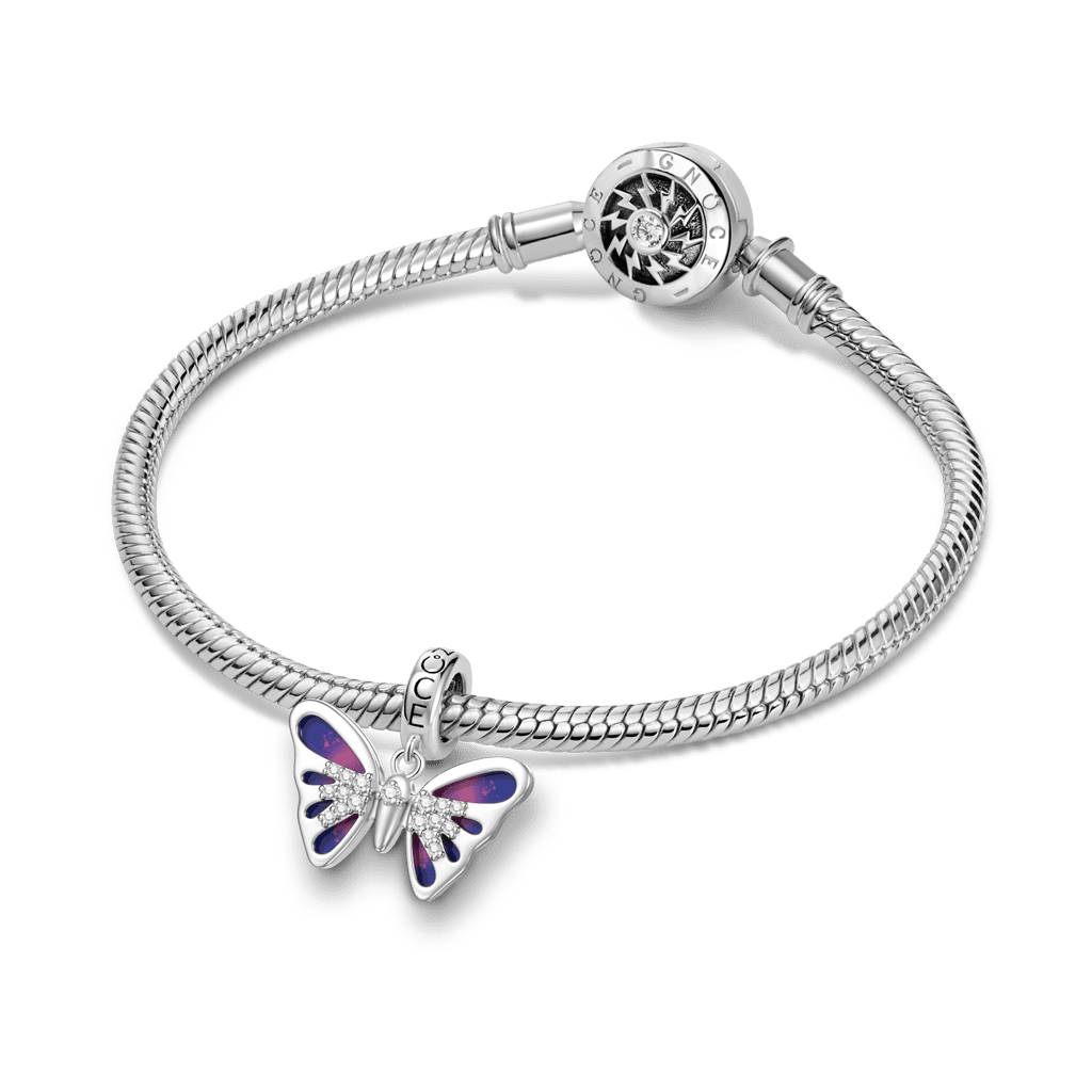 Gnoce  Butterfly Charm Platinum-plated Silver Blend