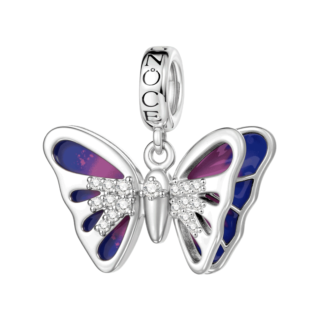 Gnoce  Butterfly Charm Platinum-plated Silver Blend