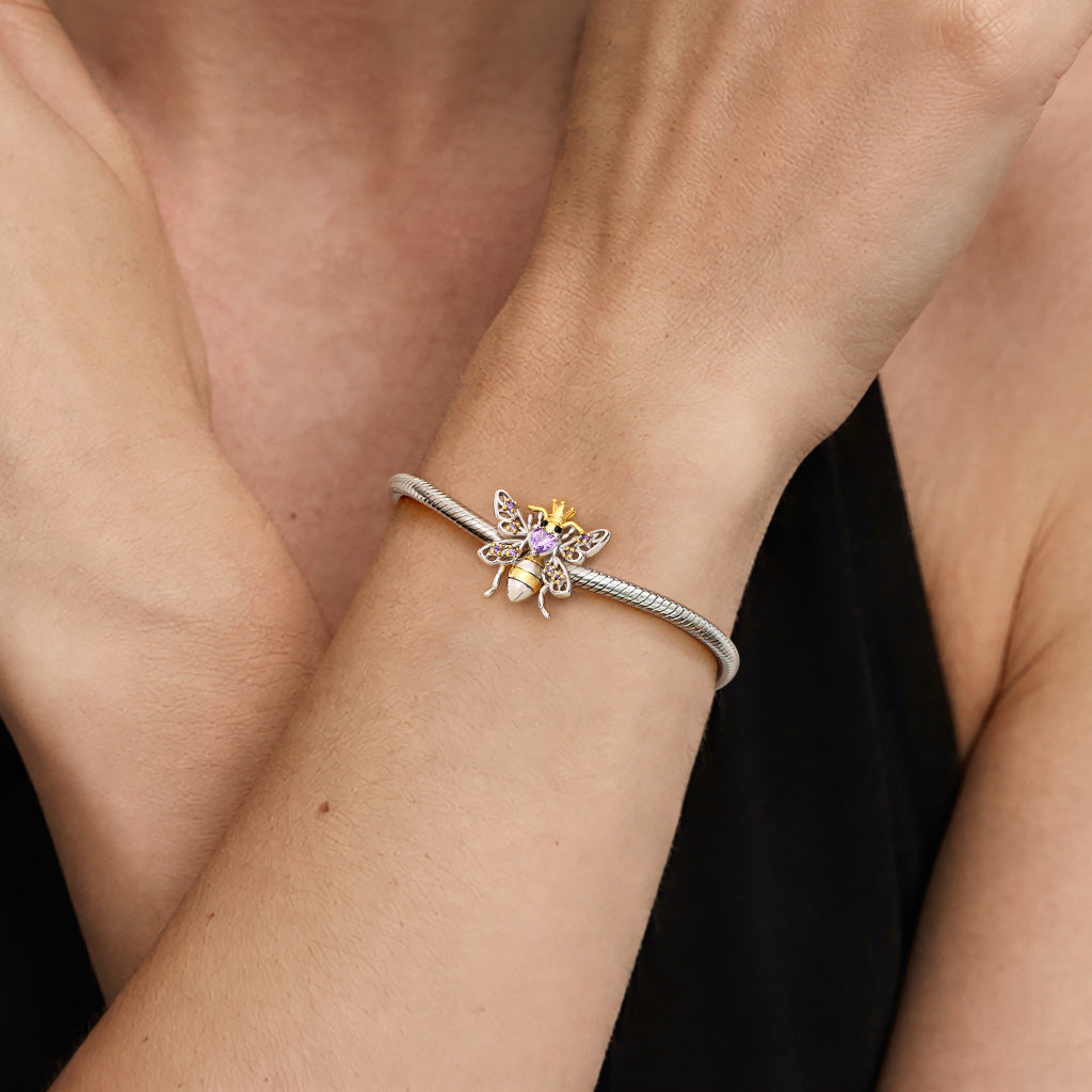 Gnoce  Bee Charm Platinum-plated Silver Blend