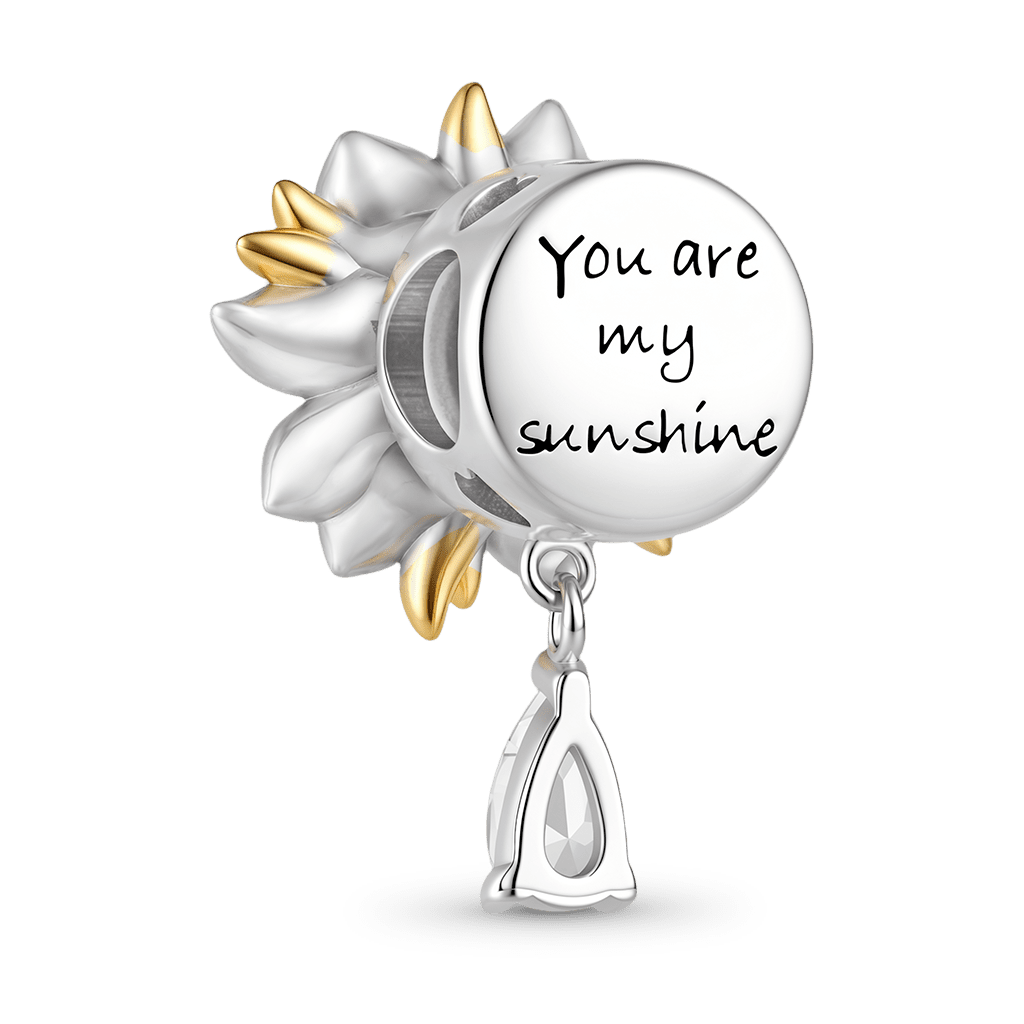 Gnoce  Rotatable Sunflower Charm Platinum-plated Silver Blend