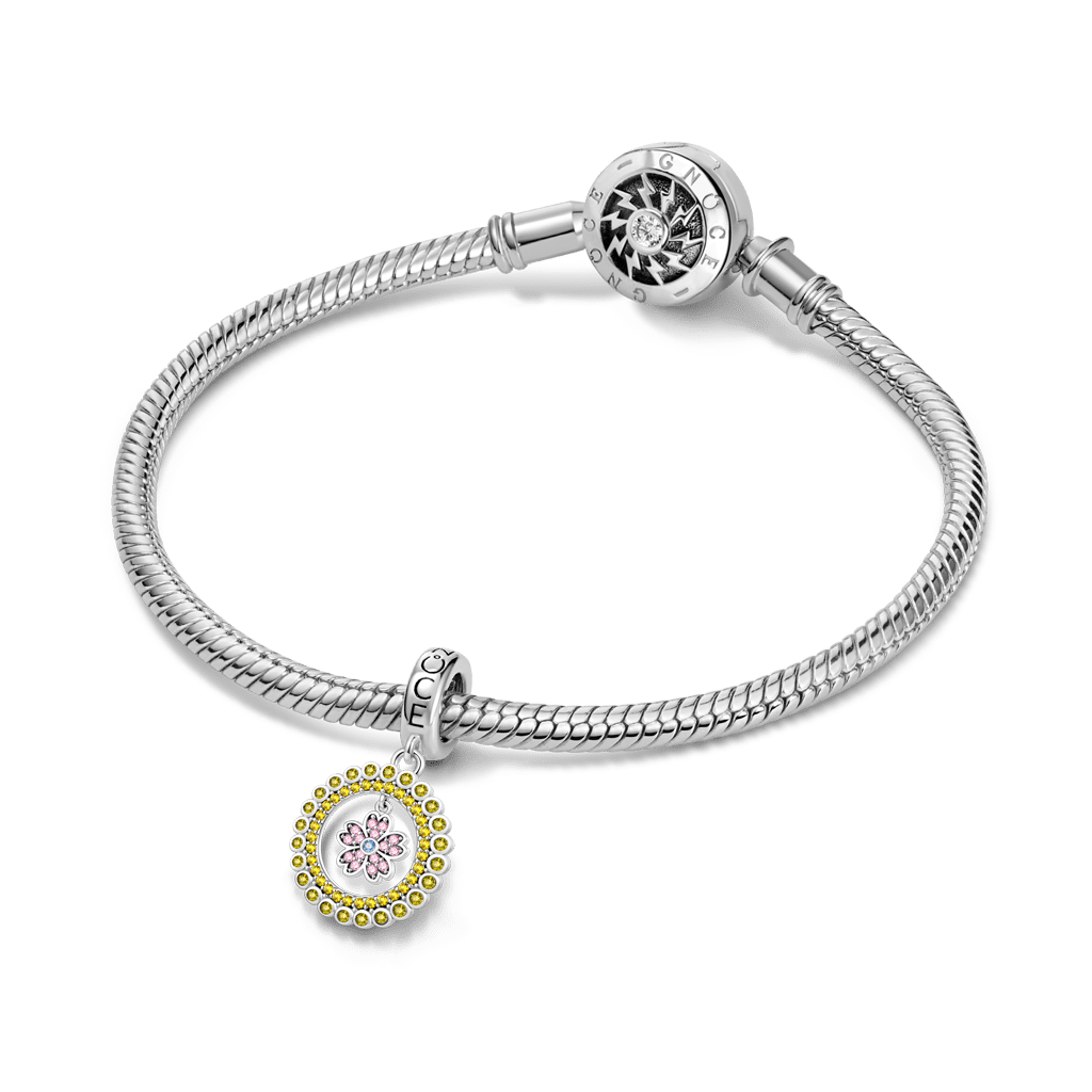 Gnoce  Flower Charm Platinum-plated Silver Blend