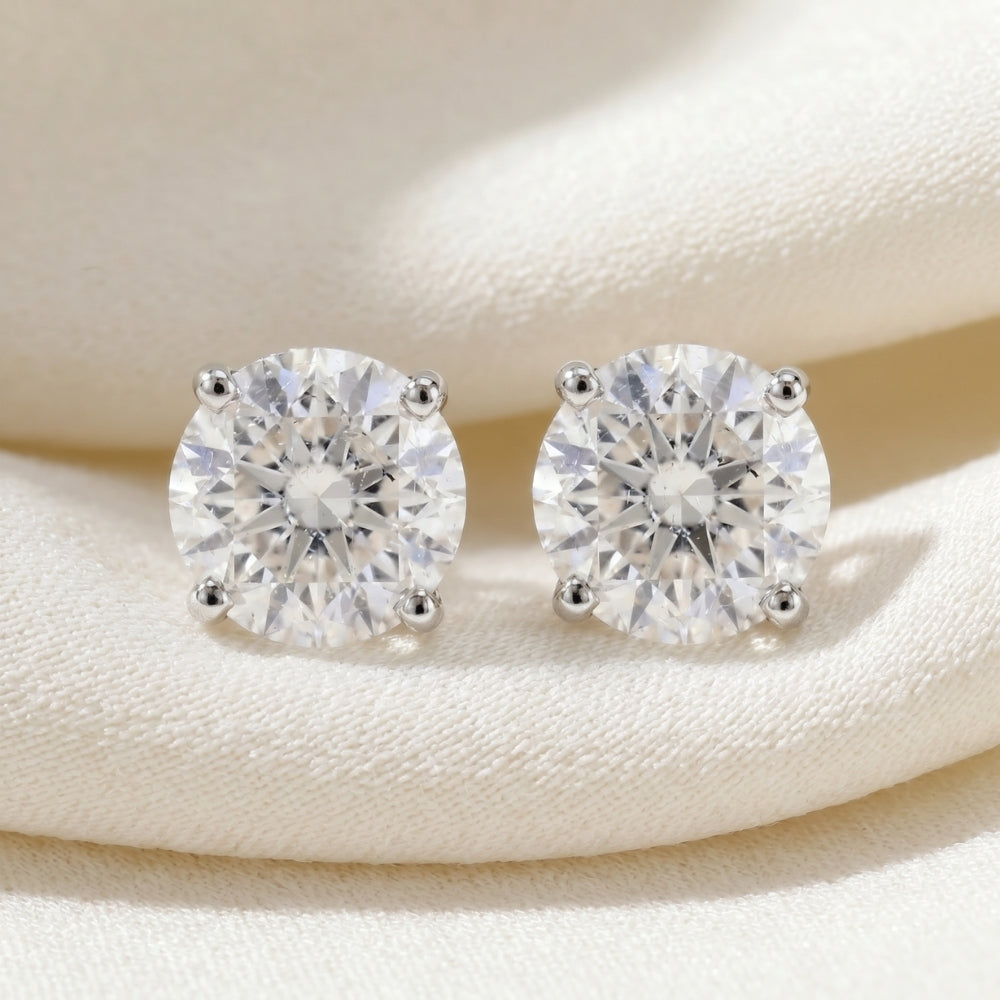 Round Four Prong Natural Diamond Studs 14k Gold