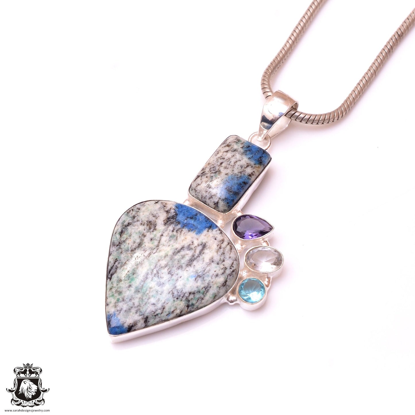 K2 Jasper Afghanite Azurite Pendant & 3MM Italian Chain P10083