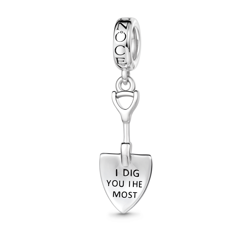 Gnoce  Shovel Engravable Charm Platinum-plated Silver Blend