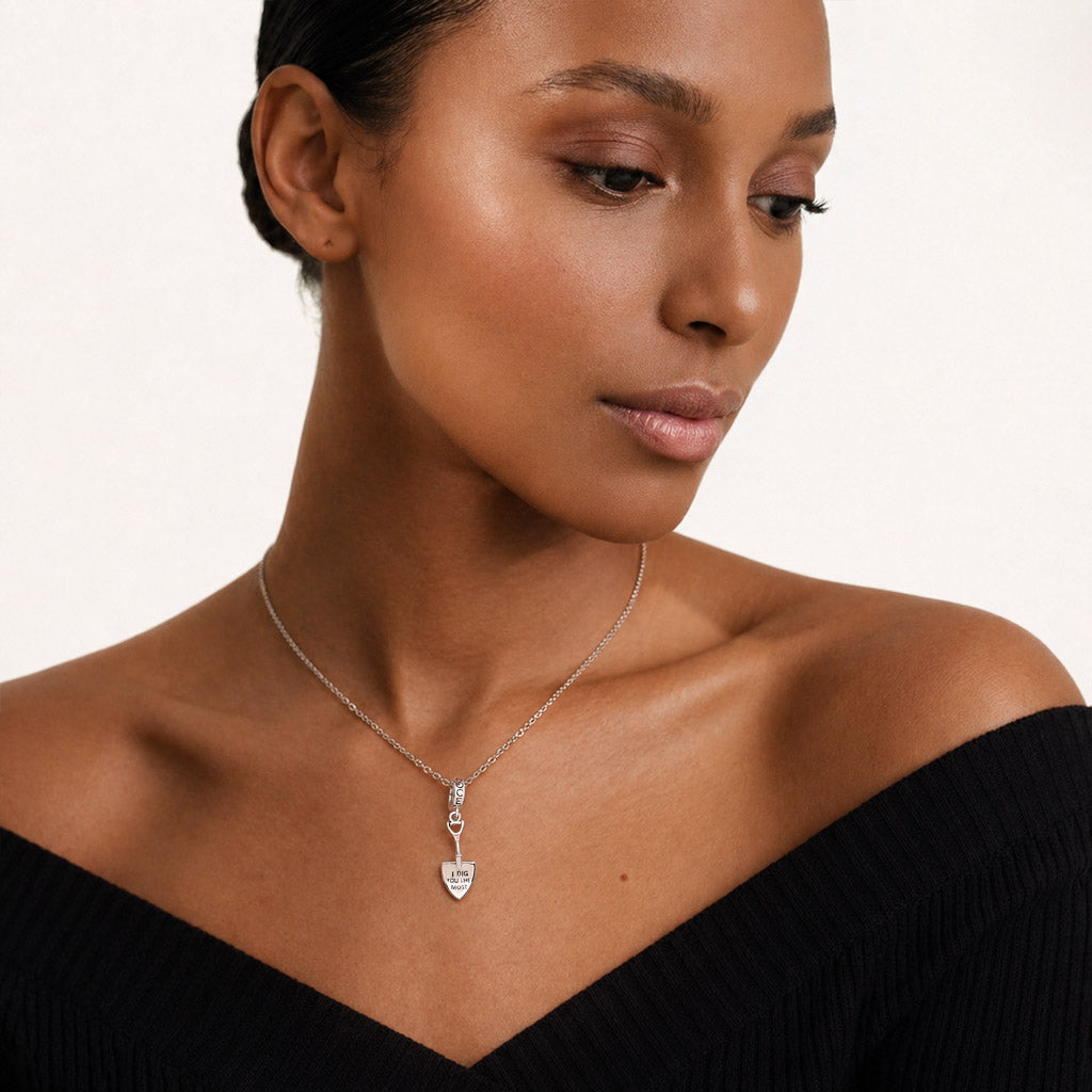 Gnoce  Shovel Engravable Charm Platinum-plated Silver Blend