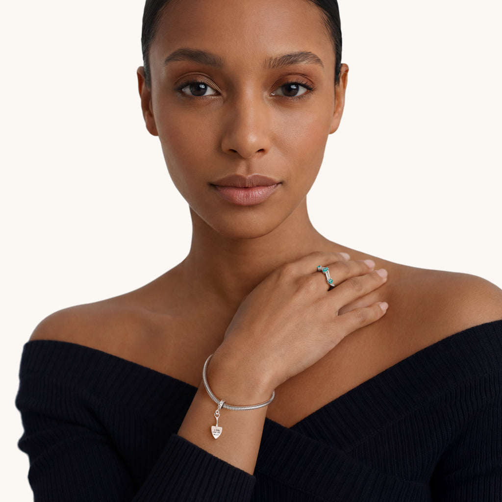 Gnoce  Shovel Engravable Charm Platinum-plated Silver Blend