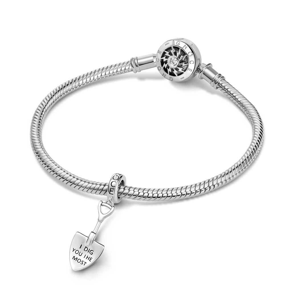 Gnoce  Shovel Engravable Charm Platinum-plated Silver Blend