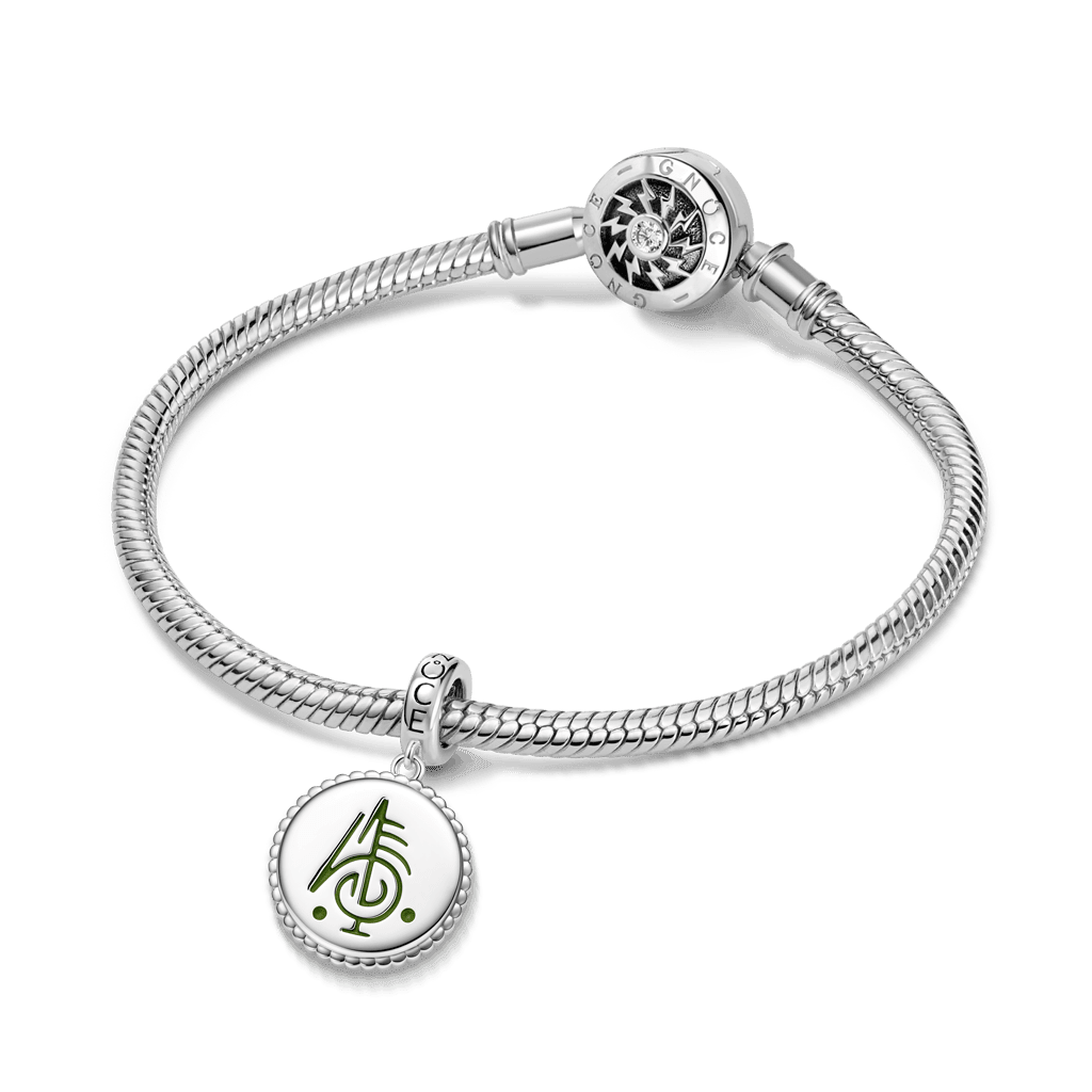Gnoce  Witch Runes Engravable Charm Platinum-plated Silver Blend