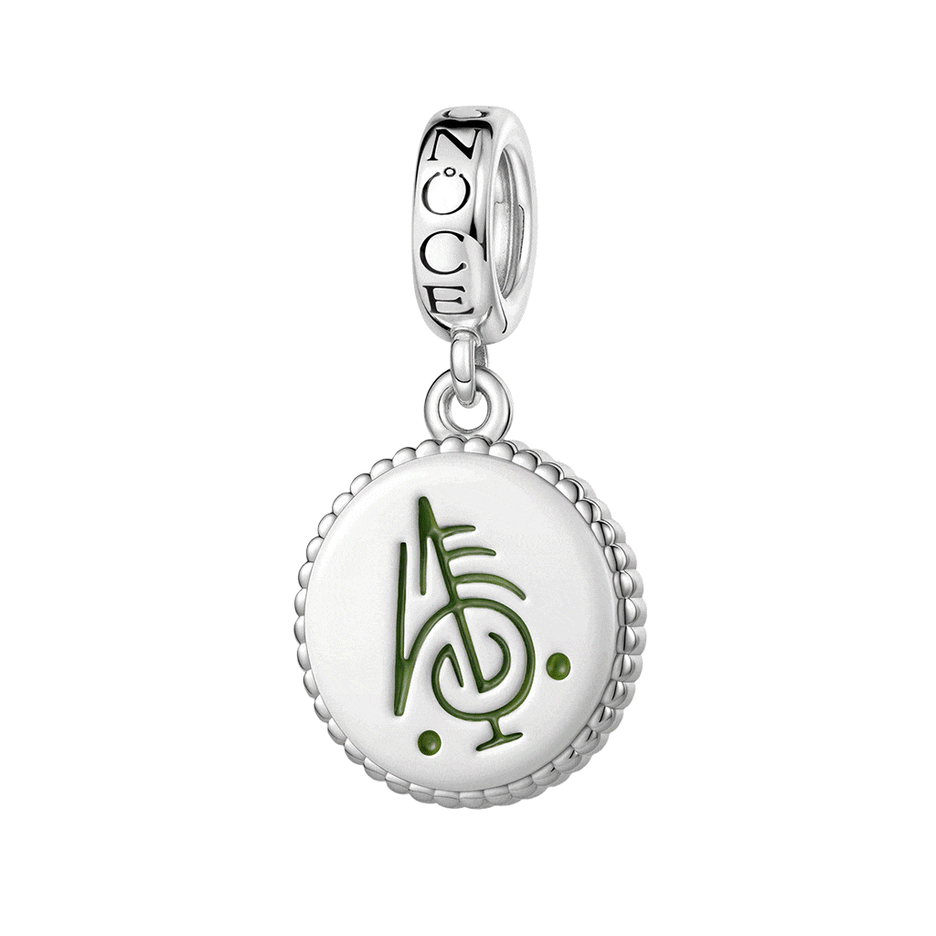 Gnoce  Witch Runes Engravable Charm Platinum-plated Silver Blend