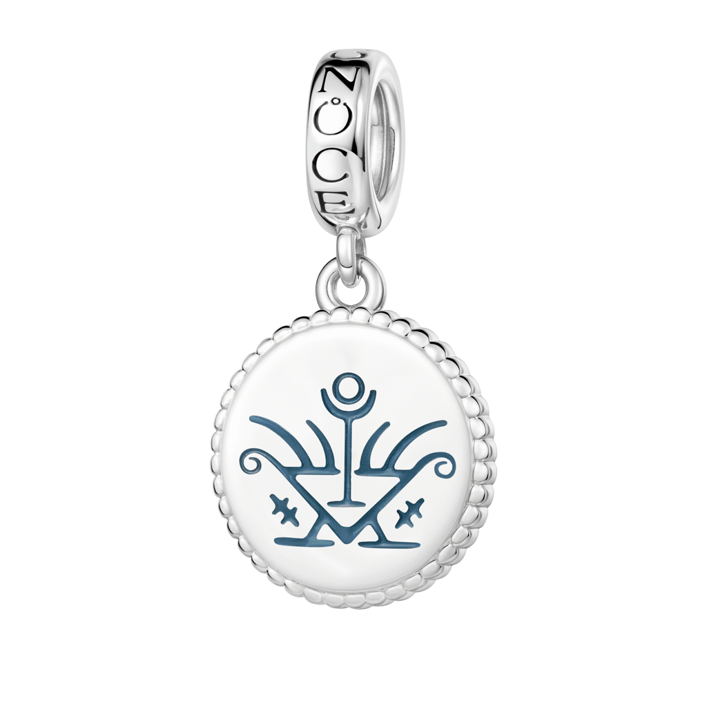 Gnoce  Witch Runes Engravable Charm Platinum-plated Silver Blend