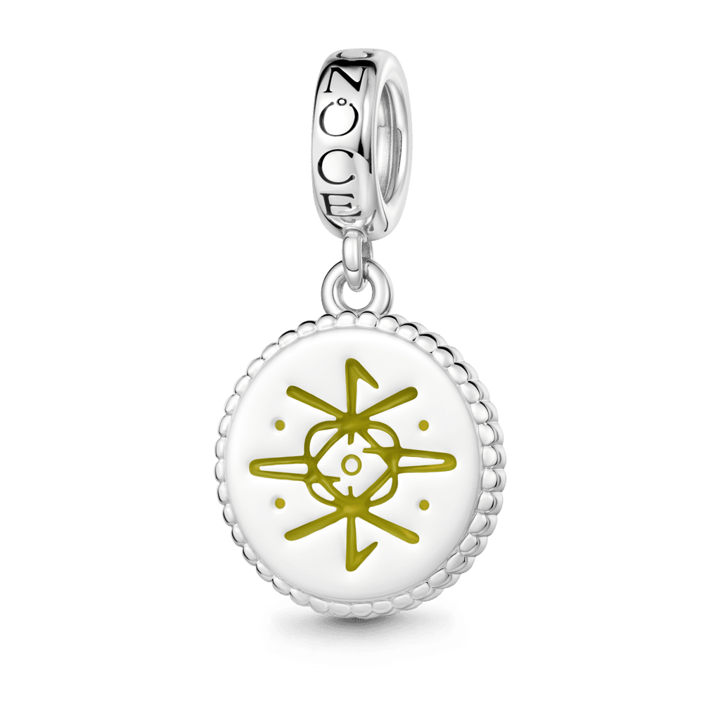 Gnoce  Witch Runes Engravable Charm Platinum-plated Silver Blend