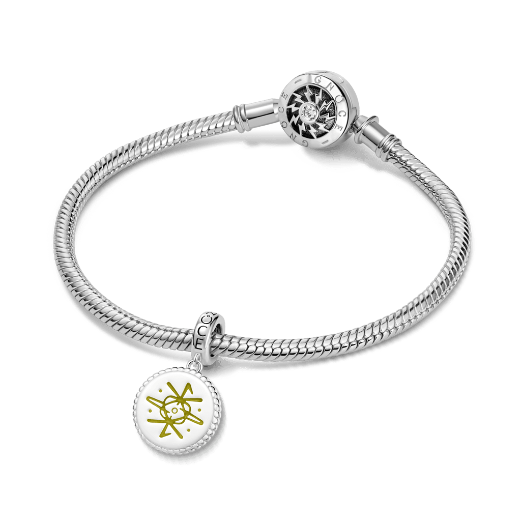 Gnoce  Witch Runes Engravable Charm Platinum-plated Silver Blend