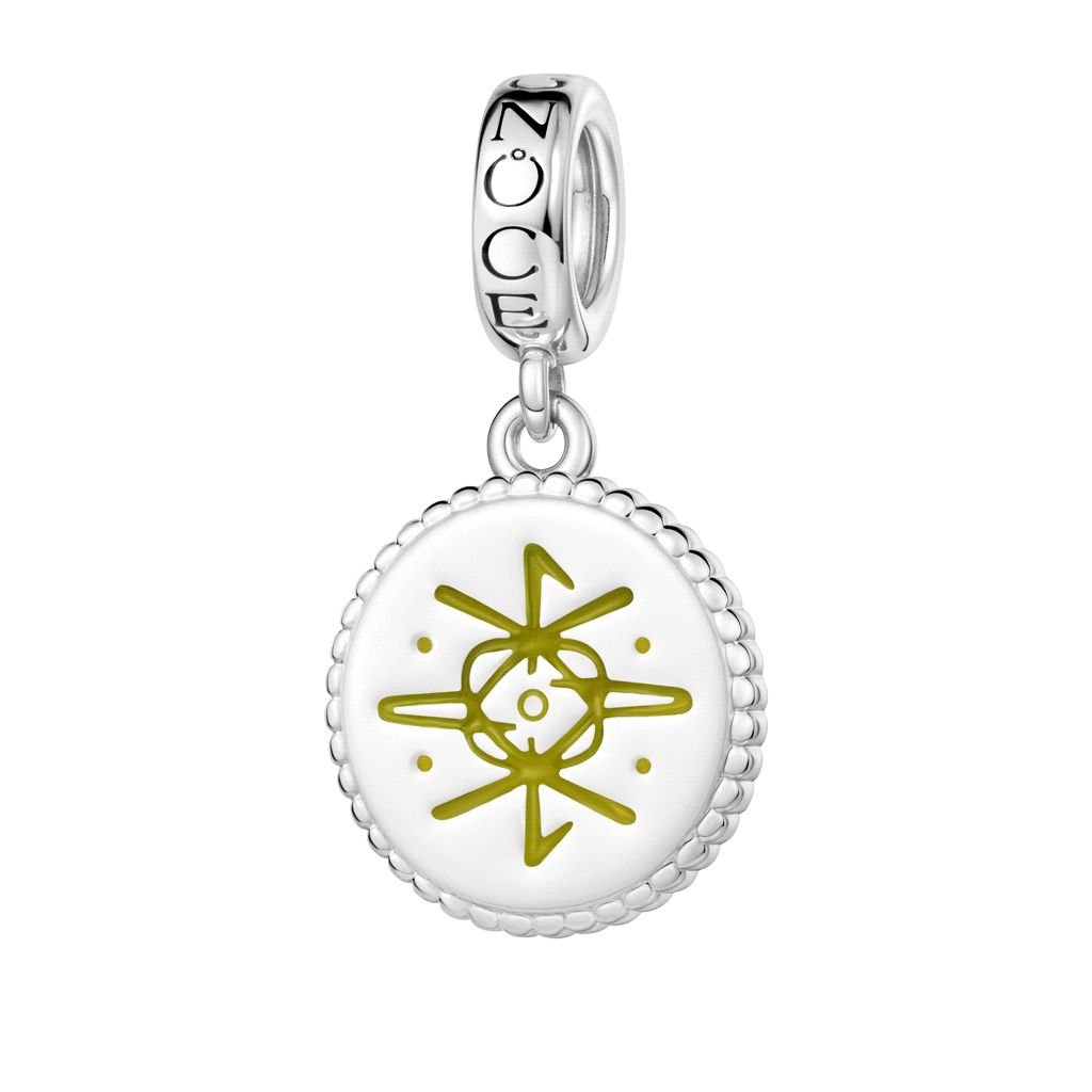 Gnoce  Witch Runes Engravable Charm Platinum-plated Silver Blend