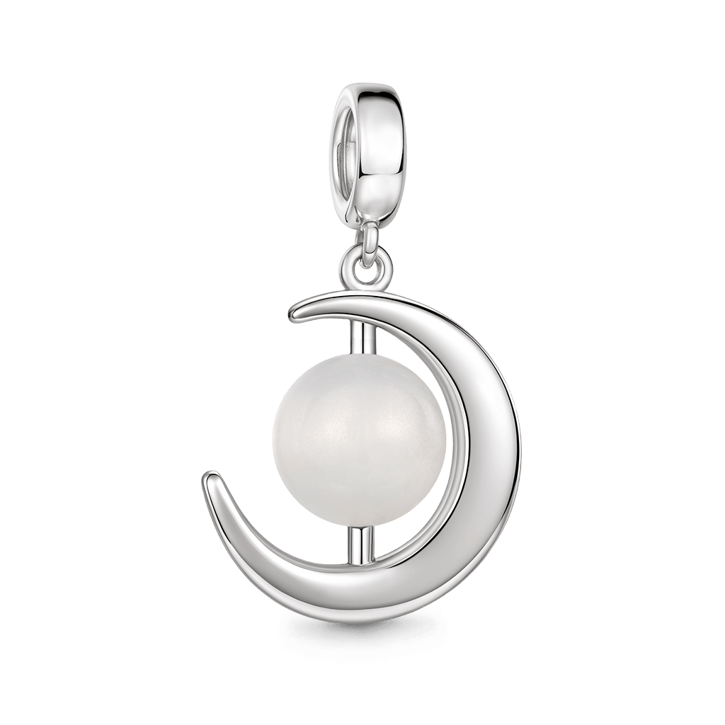 Gnoce  Moon Engravable Charm Platinum-plated Silver Blend