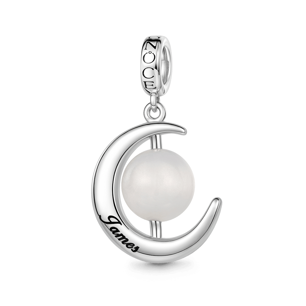 Gnoce  Moon Engravable Charm Platinum-plated Silver Blend