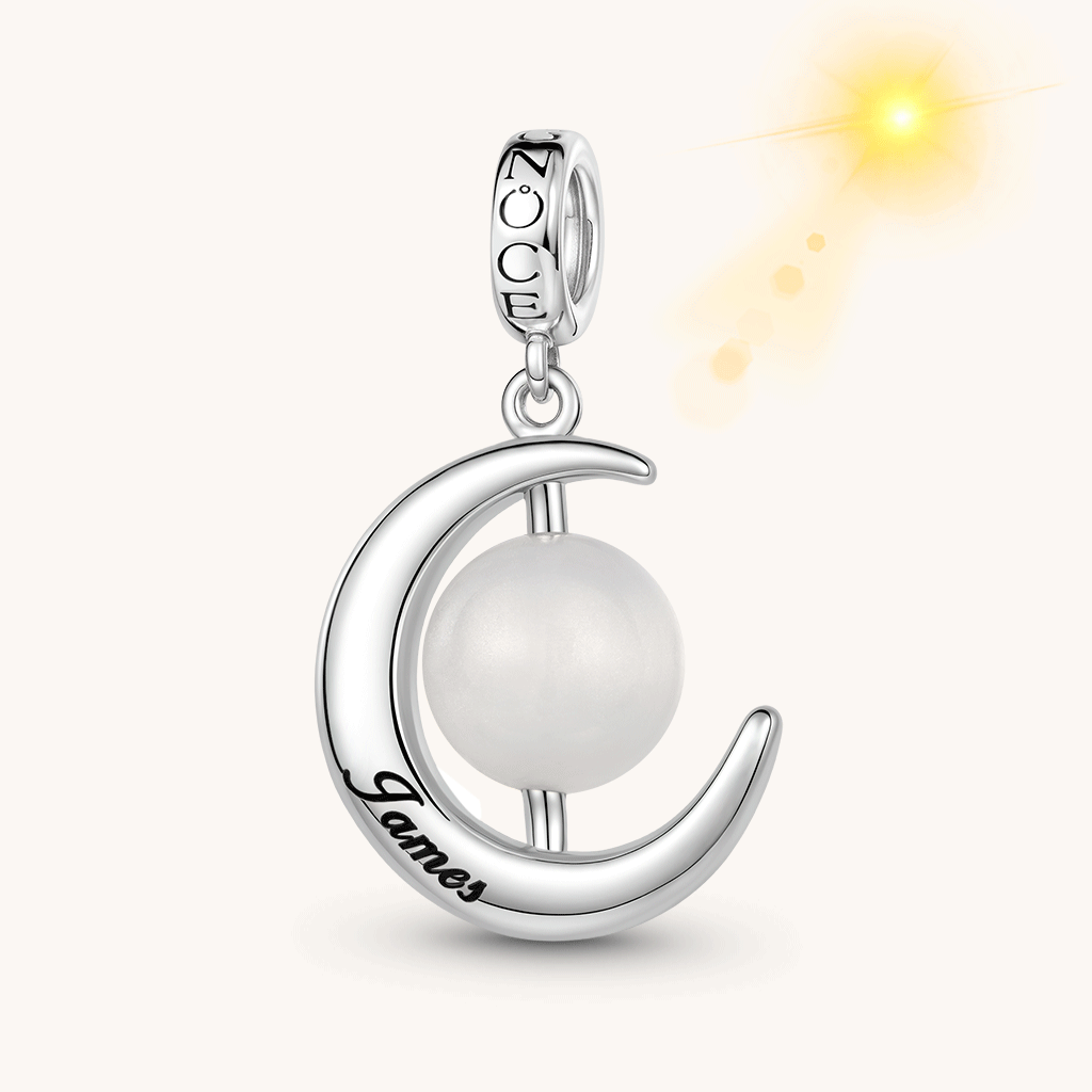 Gnoce  Moon Engravable Charm Platinum-plated Silver Blend